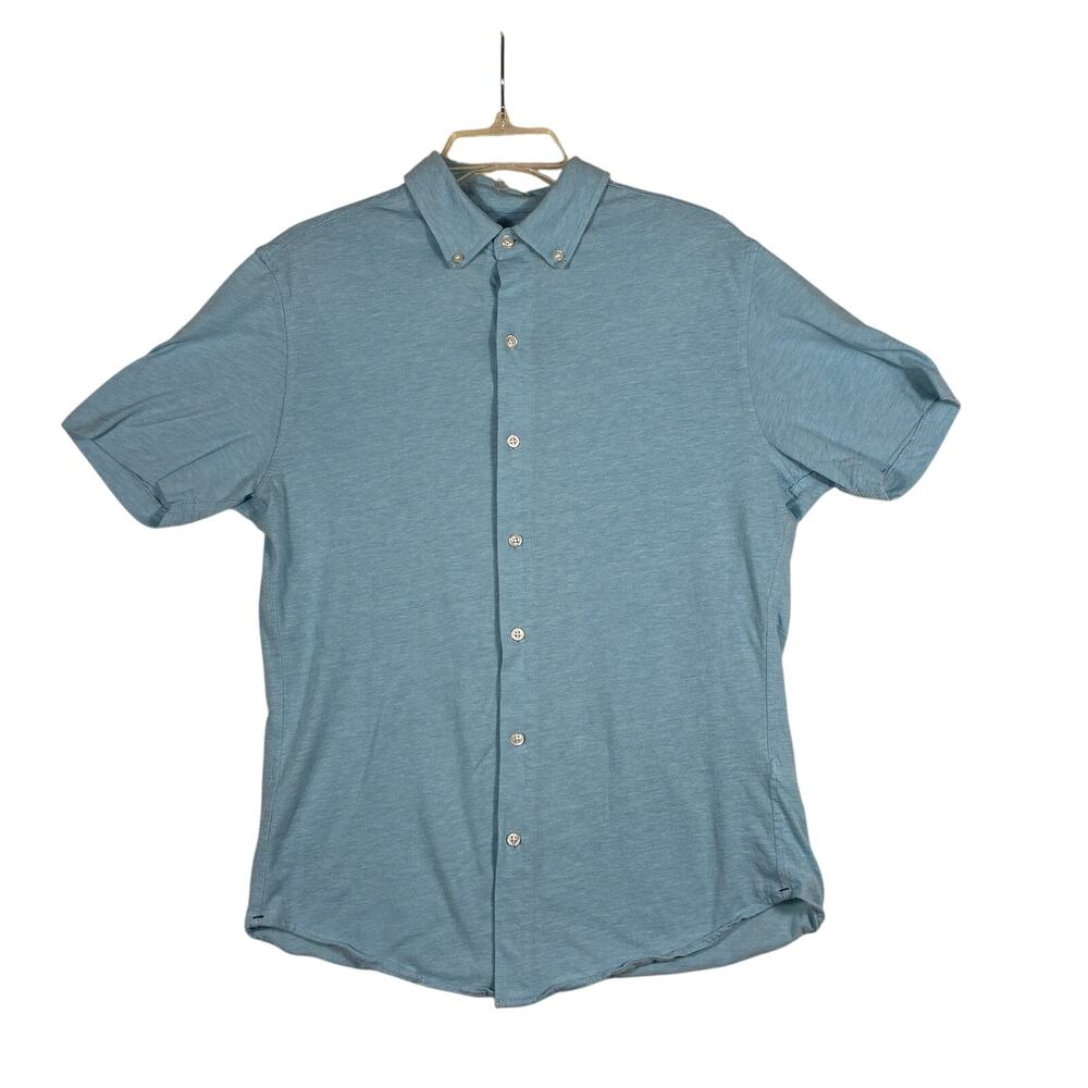 Bonobos Stretch Jersey Knit Shirt Men's Medium Slim Fit Short Sleeve Light Blue